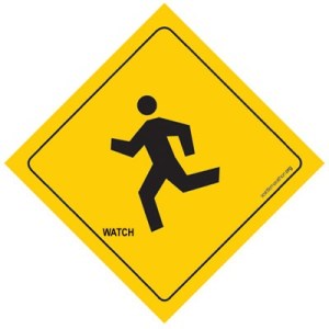 Running is fun for everyone, even little sign guys.